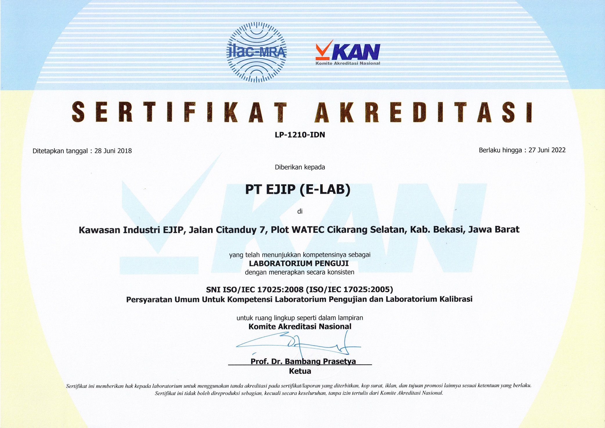 Acreditation EJIP E-Lab